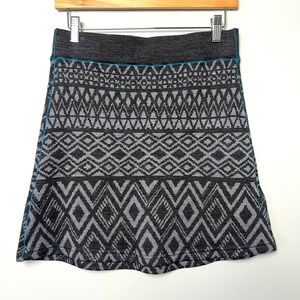 Kuhl Women A-Line Adriana Knit Skirt XS Gray Nordic Fair Isle Merino Wool Blend
